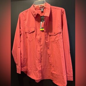 New Eddie Bauer Women's Departure 2.0 Long-Sleeve Shirt Classic Fit Blue Large